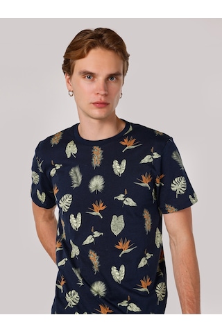 Colin's Colins Regular Fit Bisiklet Yaka Baskılı Lacivertvert Erkek Kısa Kol Tişört 001