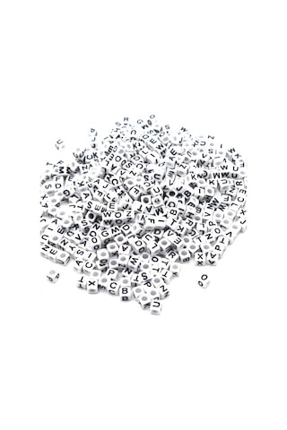 Harf Boncuk Akrilik Küp Beyaz 6 Mm 250 Gr