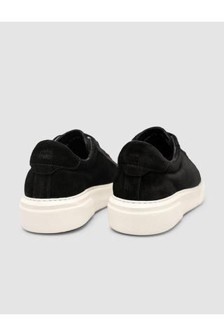 %100 Hakiki Süet Siyah Kürk Astarlı Bağcıklı Sneaker Ayakkabı Siyah