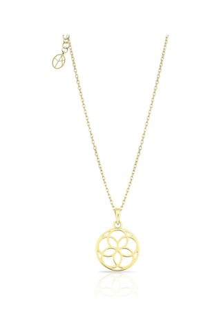 Oya Silver 24k Altın Kaplama Gümüş Yaşam Çiçeği Kolye 2.2x1.4cm Oyot391