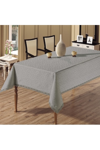Gülce Dantelli Masa Örtüsü Gri 160X220