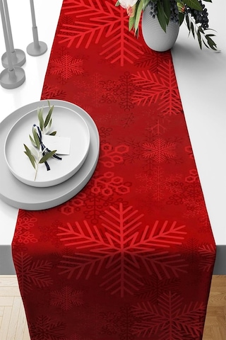 Lexroo Kırmızı Yeniyıl Yılbaşı Noel Christmas Runner Masa Örtüsü 40x140cm Rnr641