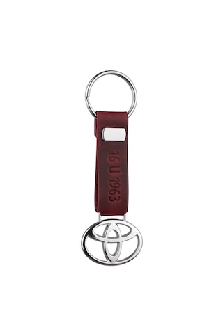 Krom Kaplama Toyota Amblemli Hakiki Deri El Yapımı Anahtarlık Bordo