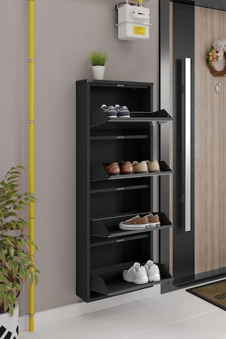 Ceha 4'lü Metal Ayakkabılık - Siyah/Aynalı K.AYK-4/A/P9005