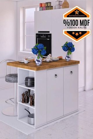 Noma Mdf Mutfak Adası Mutfak Dolabı Ada Mutfak Yemek Masası Ceviz