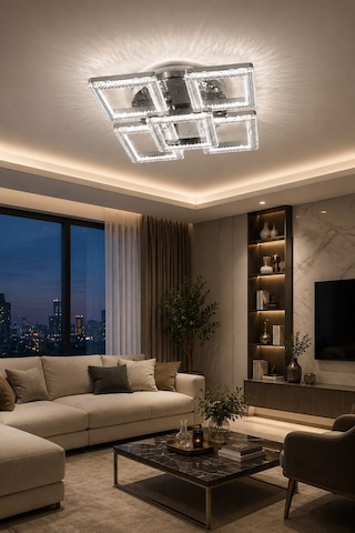 LumiaLighting Yakamoz Model 5"li Kumandalı Gümüş 3 Renk Modu Ledli Modern Tavana Sıfır Salon Mutfak Çocuk Yatak Odası Led Avize
