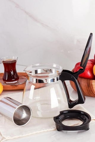 Orret Home Isıya Dayanıklı Borosilikat Cam Demlik, Kendinden Süzgeçli, Şık Tasarım 900 Ml Diğer