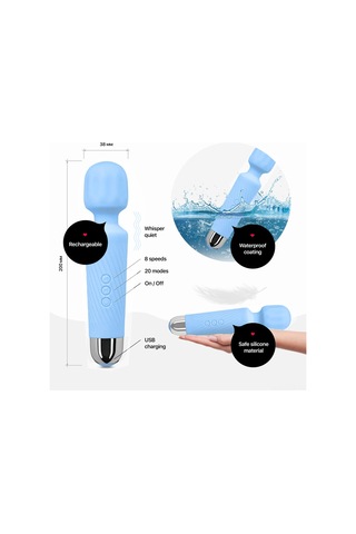 Youtek Vücut Masaj Aleti - 8 Hız Ve 20 Mod Ayarlanabilir - Mavi Silikon Gövde Masaj Cihazı Mavi