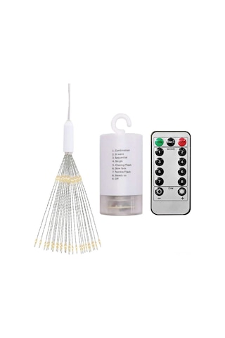 Neevoyu Led Atışık Işıklı Süs 180 Ledli Pili Ve Kumanda İle Güneşli/iç Mekan Dekorasyonu Gümüş Tel, Islak Beyaz Diğer