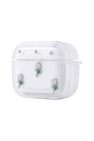 Apple Uyumlu AirPods 4 Airbag 44 Airbag Tasarımlı Simli Şeffaf Kutup Kılıf Lale