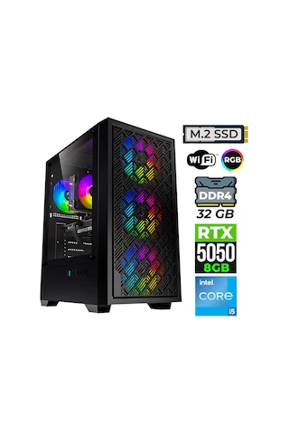 Xaser BLADEX100 i5-12400F 32 GB 1 TB SSD 8 GB RTX5050 Dos Masaüstü Oyuncu Bilgisayarı