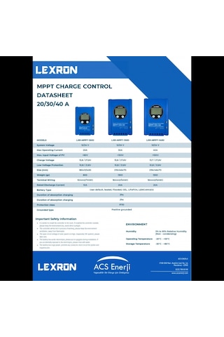 Lexron Mppt 20a Solar Şarj Kontrol Cihazı