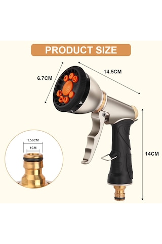 Hortum Borusu Püskürtme Tabancası, Ağır Hizmet Tipi Metal Bahçe 1 Adet