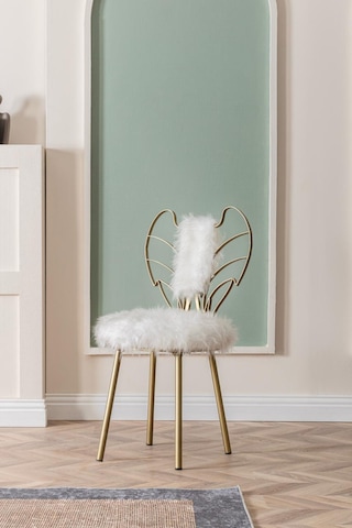 Gold Melek Peluş Sandalye Lak Kaplama Metal Sandalye