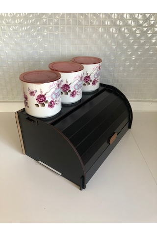 Harmony Ahşap Ekmeklik Organizer,ekmek Kutusu Sepeti, Bakerybox, Ev Hediyesi Siyah