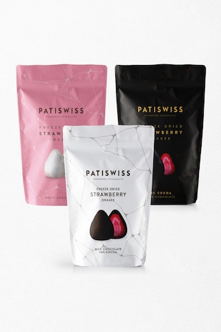 Patiswiss Sütlü + Bitter + Beyaz Çikolata Kaplı Çilek Draje Seti 3 x 80 G