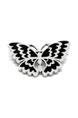 Oya Silver Siyah Mineli Gümüş Kelebek Broş 2392943