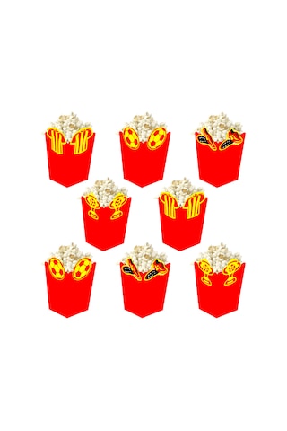 3d Sarı Kırmızı Taraftar Temalı Popcorn Mısır Kutusu 8 Li Paket