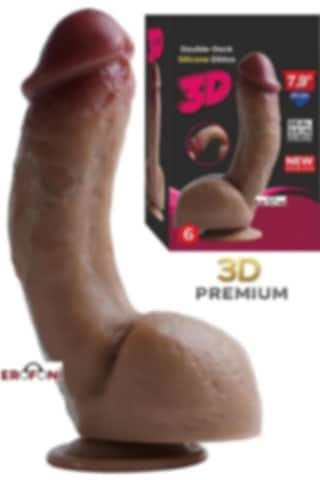 Erofoni Özel Seri 3d Premium 20 Cm Çift Katmanlı Ultra Hissiyat Realistik Damarlı Vantuzlu Dildo Penis