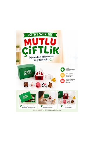 Çiftlik Oyun Seti Montessori İlhamlı Eğitici Oyuncak Hayvan Ve Aksesuarlar, İnek At Tavuk Keçi Domuz Ahır Mutlu Çiftlik