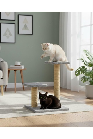 Pet Çift Stepli Kedi Tırmalama Gri