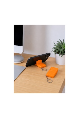 Tarzını Seç 3 Ü 1 Arada Mini Telefon Tutucu Anahtarlık Charm 2'li Set Turuncu 3,5 7 1 Cm