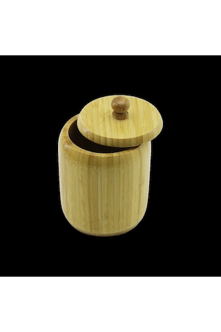 Ahşap Bambu Kapaklı Şekerlik 9 Cm Çok Renkli