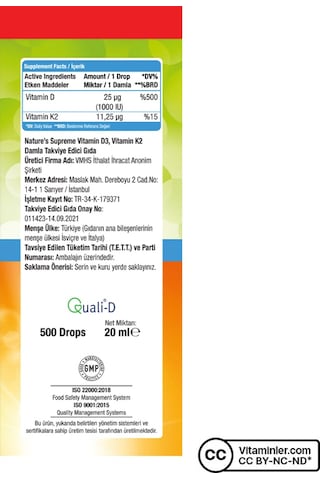 Natures Supreme Vitamin D3 + K2 Damla 2 x 20 ML