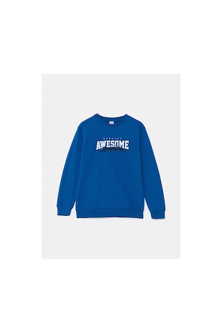 LC Waikiki Bisiklet Yaka Erkek Çocuk Sweatshirt Koyu Mavi