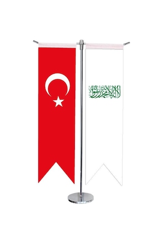 Masa Üstü Kırlangıç Beyaz Kelimei Tevhid + Türk Bayrağı + Krom T