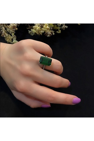Stela Zümrüt Baget Gümüş Yüzük