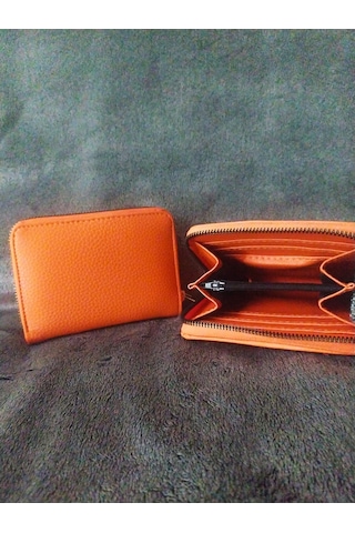 Turuncu Renk Cüzdan - Orta 13,5 9,5 Cm Turuncu