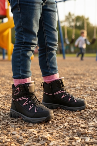 Ayakmod Siyah Pembe Polarlı Kaymaz Kız Çocuk Outdoor Bot 2301 F Siyah-pembe