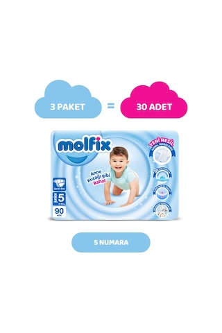 Molfix Bebek Bezi 5 Beden Junior Süper Fırsat Paketi 90 Adet