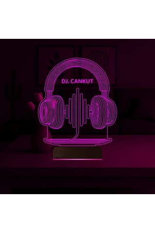Luvivia Dj Hediye Kulaklık Müzik Kişiye Özel 3d Lamba - Masa Gece Lambası Şeffaf