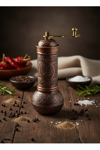 Zamak Metal Bakır Renk 3 Lü Set Karabiber,kahve,çörek Otu El Değirmeni Öğütücü Grinder Bakır