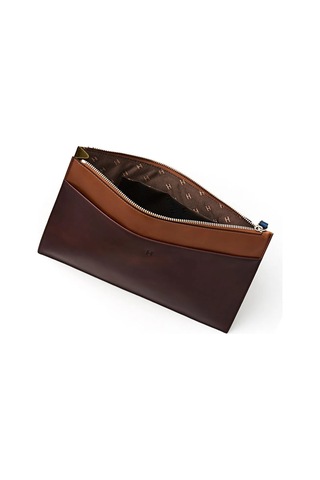 Beverly Hakiki Deri Taba Kahve Kadın Cepli Fermuarlı Rfid Korumalı Portföy Çanta Taba