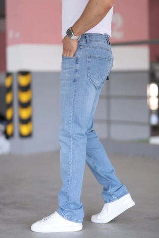 Modmen Premium Erkek Antrasit Renk Regular Fit Rahat Kesim Esnek Likralı Denim Jeans Kot Pantolon Mavi