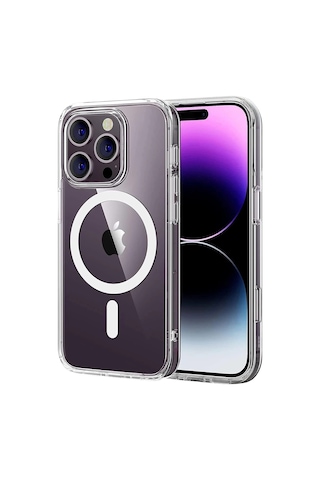 Newface - 98 - Apple iPhone Uyumlu 16 Pro Max Combo Sert Şeffaf Magsafe Kapak - Csmo-tex - - Şeffaf