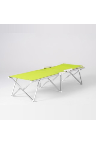 Foldzen Alüminyum Katlanabilir Şezlong Kampet Çantalı Yeni Versiyon Yeşil Sarı