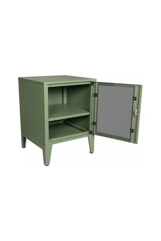 Alfafonet Ziglat Serisi Kilitli Metal Home Office Dolabı Cam Kapaklı Yeşil Ral 6018 450x600x450 Mm