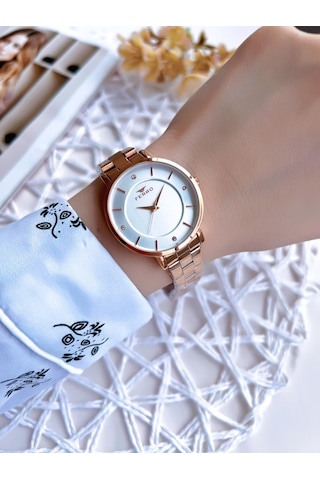 Ferro Rose Gold Renk 3 Atm Suya Dayanıklı Çelik Kordon Özel Tasarım Kadın Kol Saati Bf21099awt-c