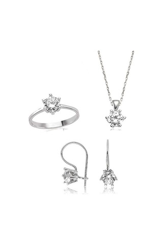 Gümüş Tek Taş Kadın Set (73039347)