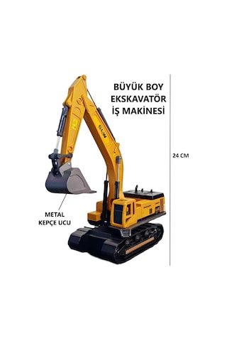 Oyuncak Sürtmeli Ekskavatör Kepçe Metal Oyuncak Iş Makinası
