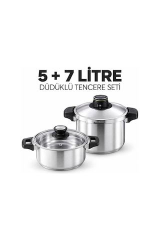 Quıck&safe Düdüklü Tencere Seti 5+7 Litre Çelik