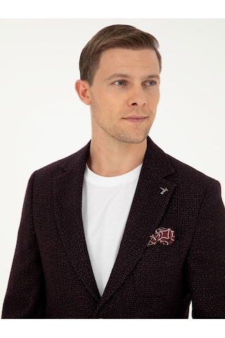 Cacharel Bordo Slim Fit Yün Karışımlı Ceket Kırmızı