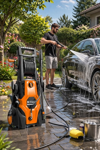 Butools ST-15 140-6 PowerControl 180 Çelik Şanzuman Musluk ve Kovadan Çekme Yüksek Basınçlı Bahçe Oto Yıkama Makinesi Turuncu