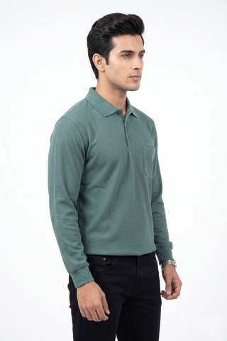 Dynamo Erkek Mevsimlik Polo Yaka Cepli Sweatshirt Bgl-st05366 Yeşil