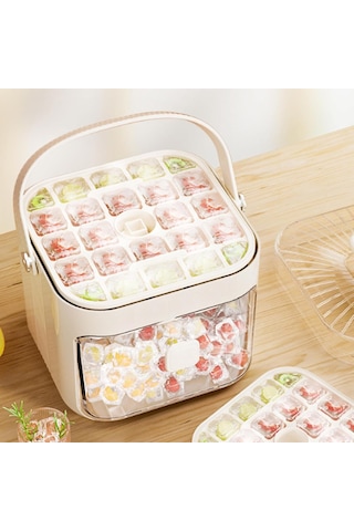 Lemestar 48 Bölmeli Tekrarlı Kullandırılamabilir Buz Kalıbı - Anti Yapışkan Pp Malzeme, Ev, Bar Ve Kamp İçin Taşınabilir Buzluk Seti Beyaz