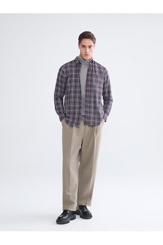 Lcwaıkıkı Classic Bordo Regular Fit Uzun Kollu Ekose Erkek Gömlek